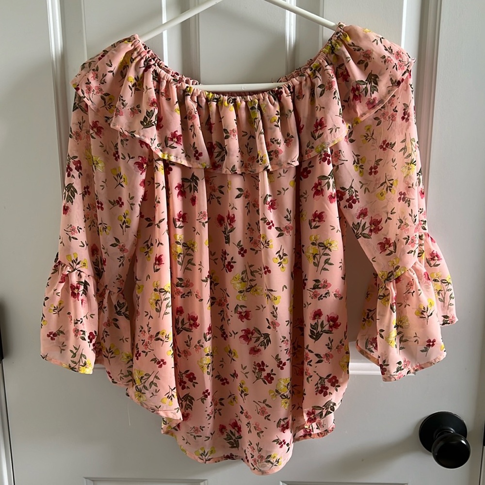 Beautees Coral Floral Top